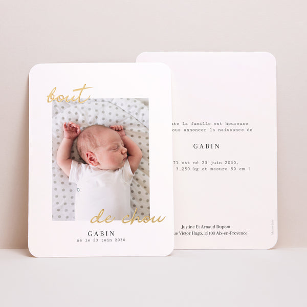 Faire-part Naissance Portrait, bords arrondis Bout de chou photo