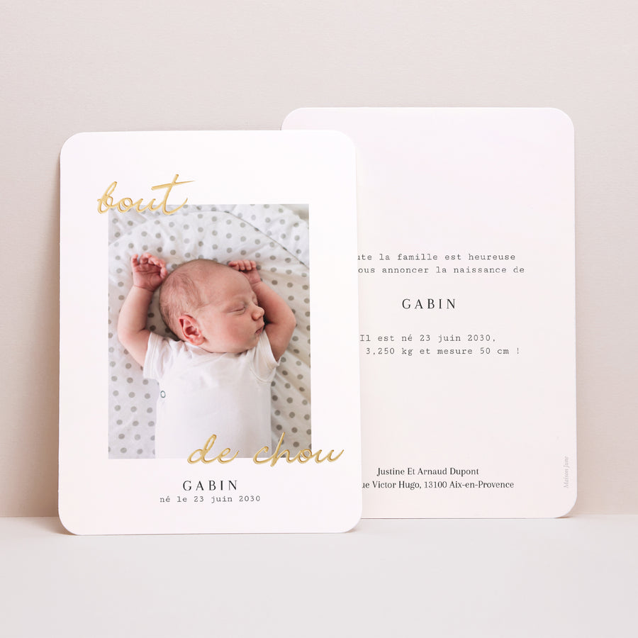Faire-part Naissance Portrait, bords arrondis bout de chou photo