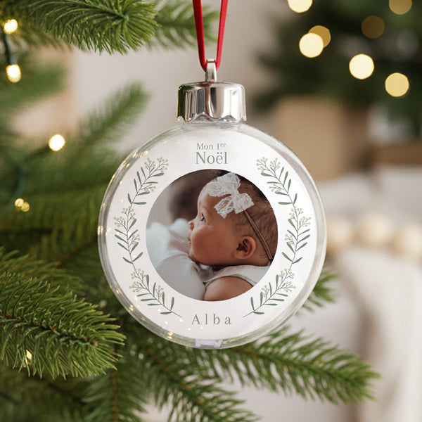 Boule de Noël Fin d'année Ronde Brin flocon et boule photo