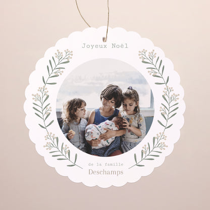 Carte de Noel Fin d'année À suspendre Brin flocon et boule photo N° 1