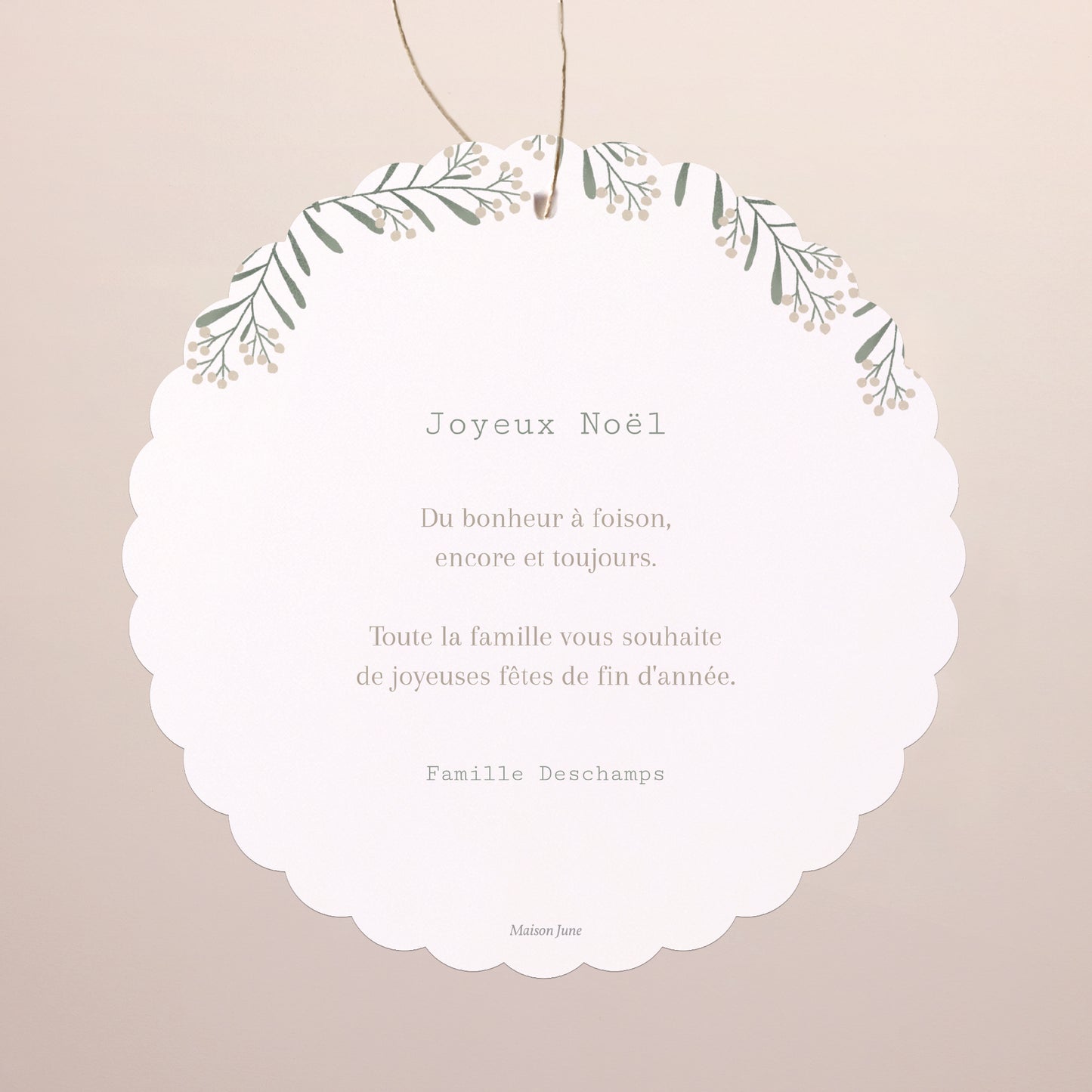 Carte de Noel Fin d'année À suspendre Brin flocon et boule photo N° 2