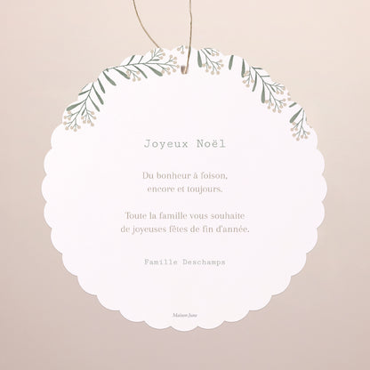 Carte de Noel Fin d'année À suspendre Brin flocon et boule photo N° 2