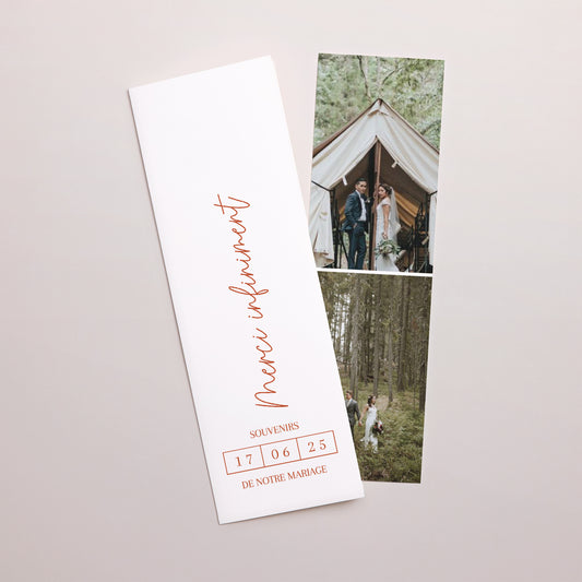 Remerciements Mariage Marque-page photo Typographie élégante photo