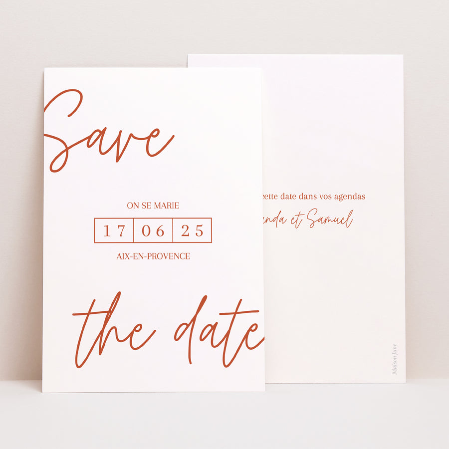 Save the date Mariage Portrait Typographie élégante photo