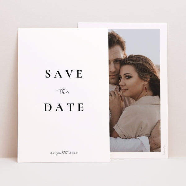 Save the date Mariage Portrait Trio & Typo photo