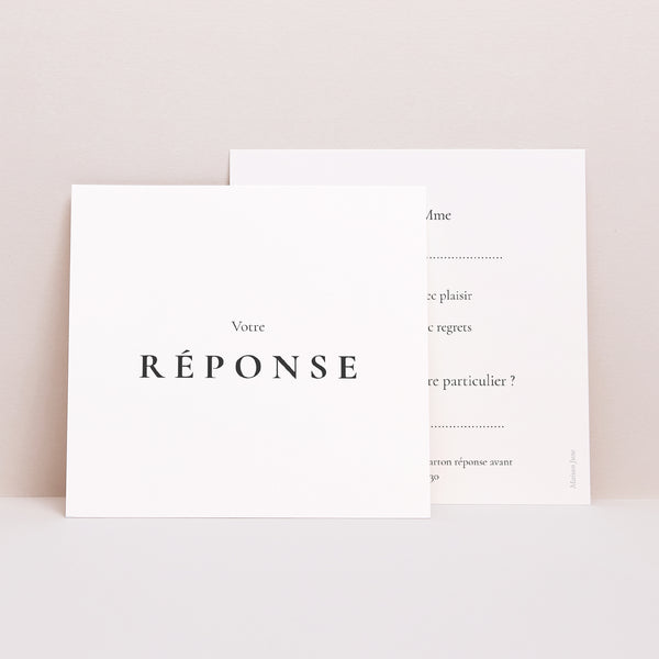 Carton réponse Mariage Carré Trio & Typo photo