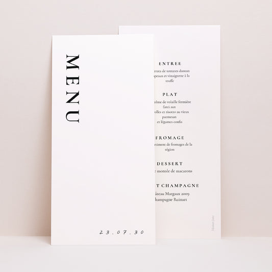 Menu Mariage Panoramique portrait Trio & Typo photo