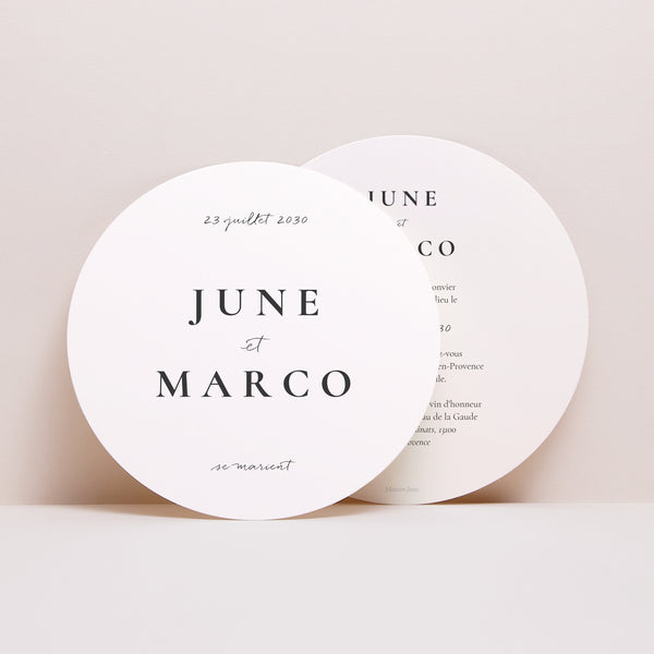 Faire-part Mariage Rond Trio & Typo photo