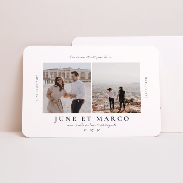 Faire-part Mariage Paysage, bords arrondis Trio & Typo photo