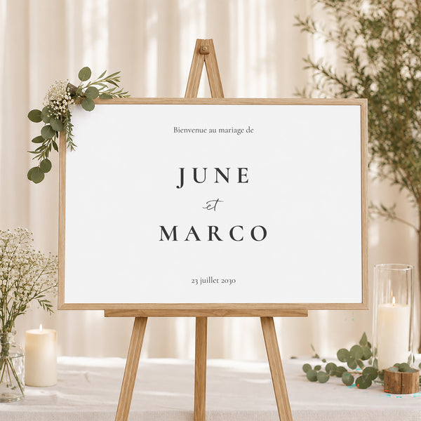 Panneau bienvenue Mariage Paysage 90 x 60 cm Trio & Typo photo