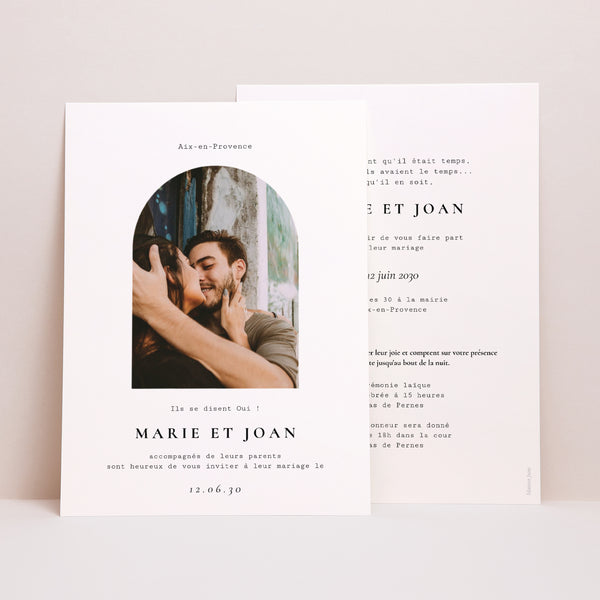 Faire-part Mariage Grand format rectangle Arche photo photo