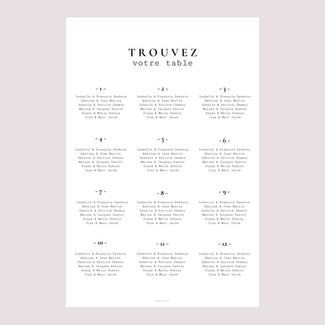 Plan de table Mariage Portrait Arche photo