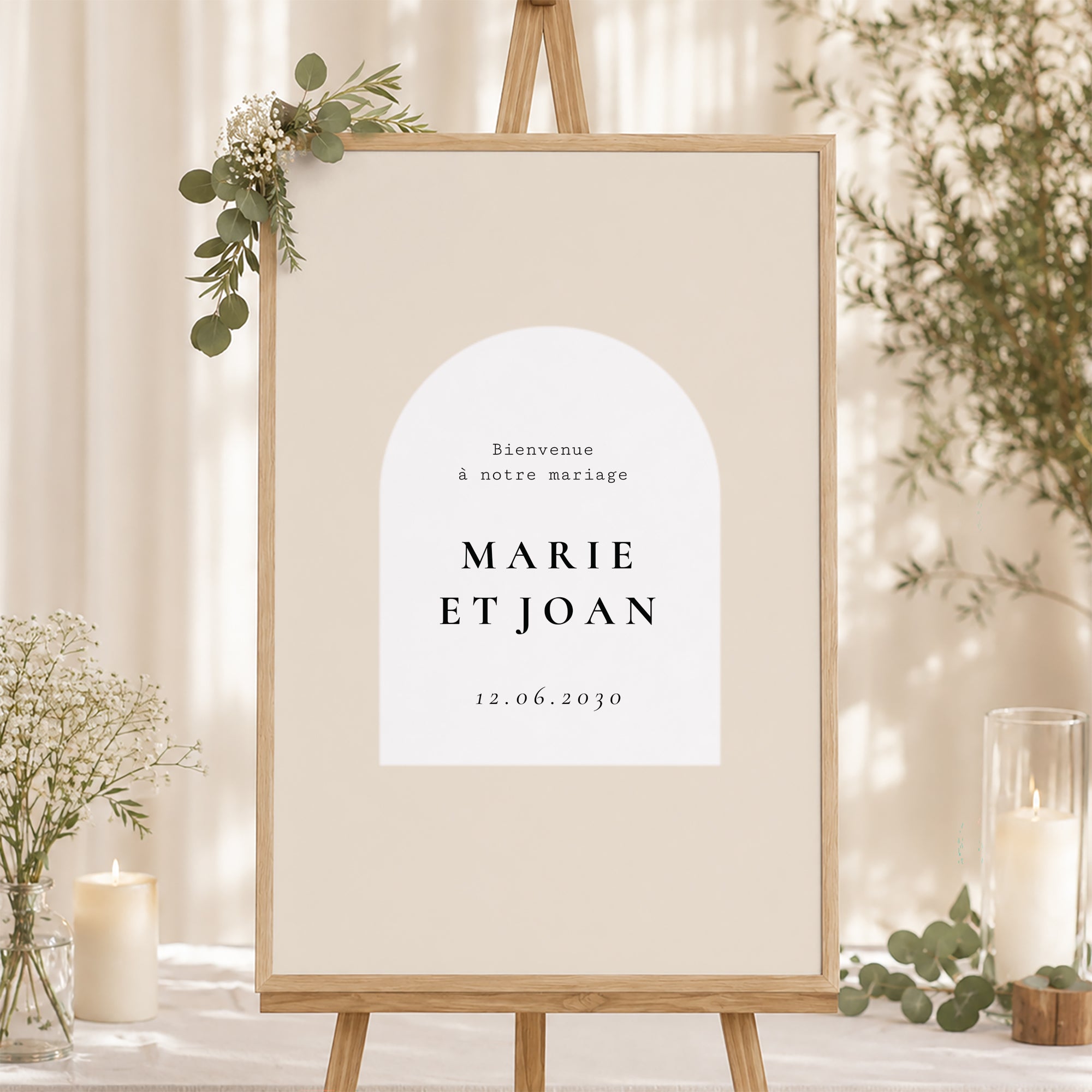 Panneau bienvenue Mariage Portrait 60 x 90 cm Arche photo photo N° 1