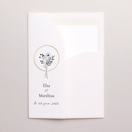 Faire-part Mariage Pochette 2 cartes Alliance Végétale