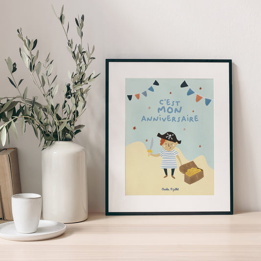 Affiche Anniversaire Enfant Portrait Petit pirate photo