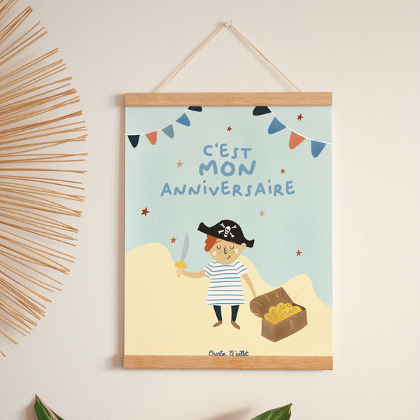 Affiche Anniversaire Enfant Portrait 30 x 40 cm Petit pirate photo
