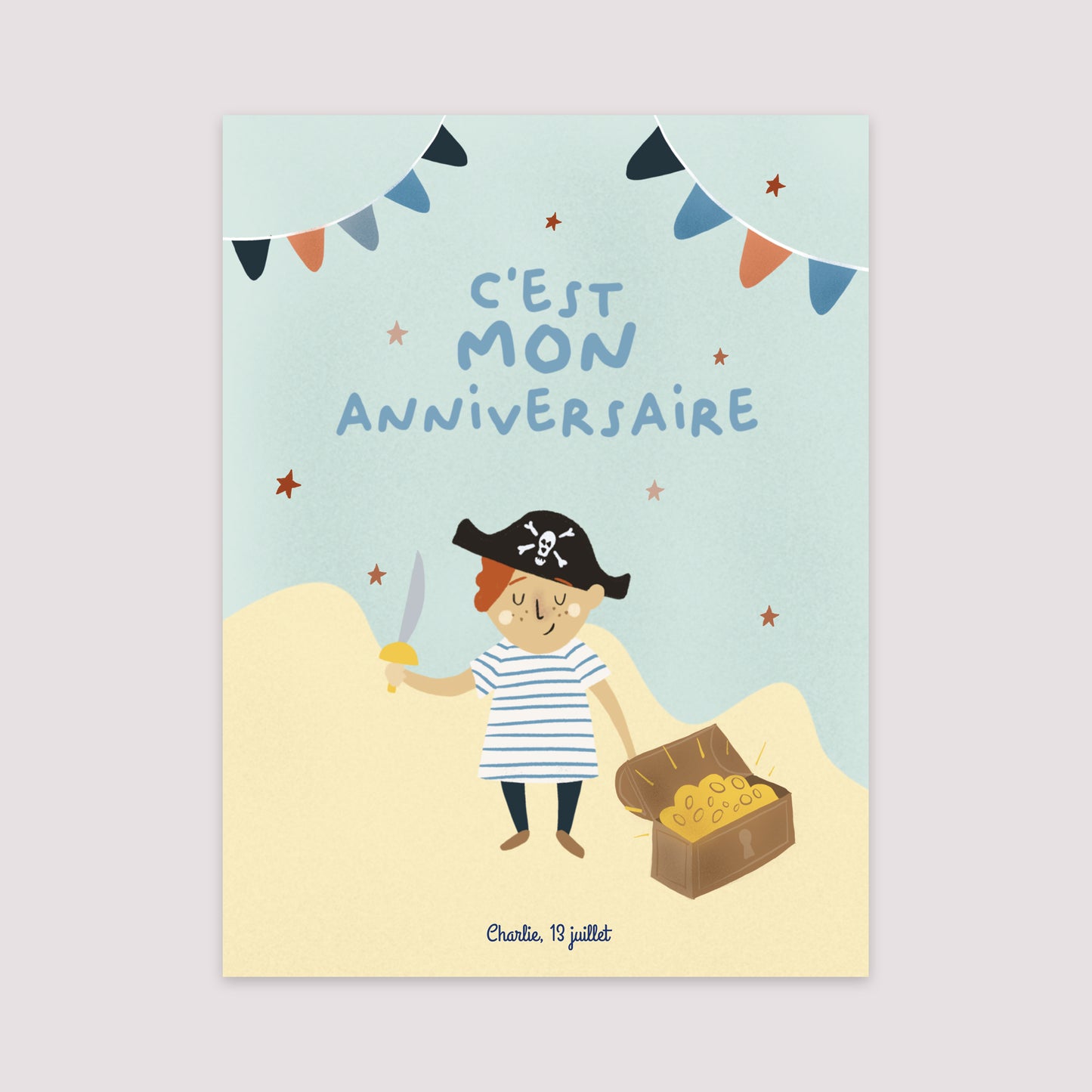 Affiche Anniversaire Enfant Portrait 30 x 40 cm Petit pirate photo N° 2