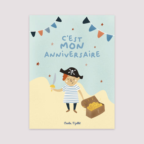 Affiche Anniversaire Enfant Portrait 30 x 40 cm Petit pirate