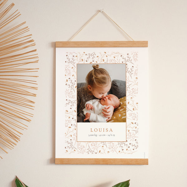 Affiche Naissance Portrait 30 x 40 cm Liberty d'automne photo