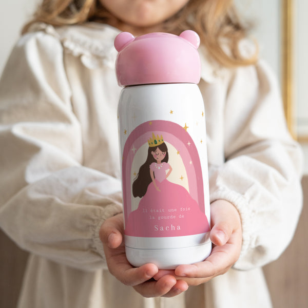 Gourde enfant Anniversaire Enfant Rose, 32 cl Princesse Arc-en-ciel photo
