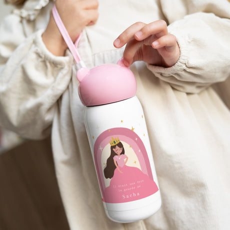 Gourde enfant Anniversaire Enfant Rose, 32 cl Princesse Arc-en-ciel