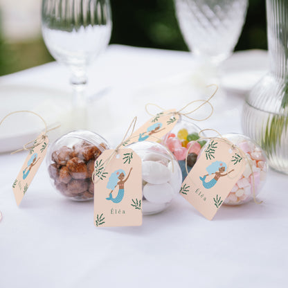 Boîte à bonbons Anniversaire Enfant boule avec étiquette fanion Jolie Sirène photo N° 2