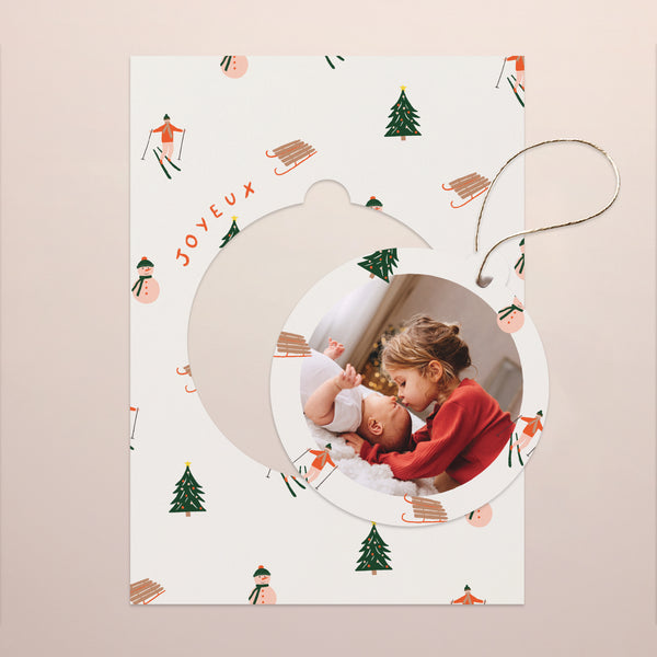 Carte de Noel Fin d'année Détachable Le skieur photo