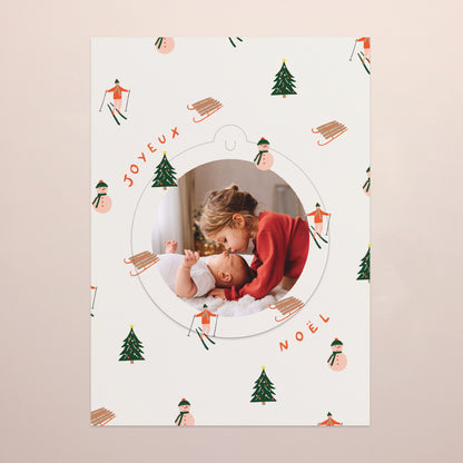 Carte de Noel Fin d'année Détachable Le skieur photo N° 2