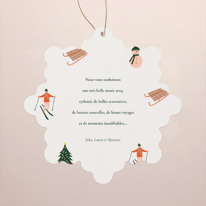 Carte de Noel Fin d'année Flocon à suspendre Le skieur photo N° 2