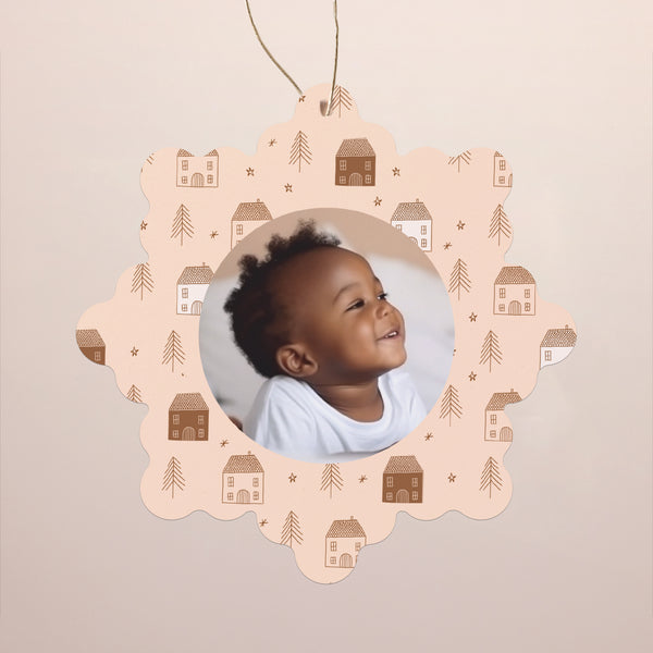 Carte de Noel Fin d'année Flocon à suspendre Maisonnettes d'hiver photo