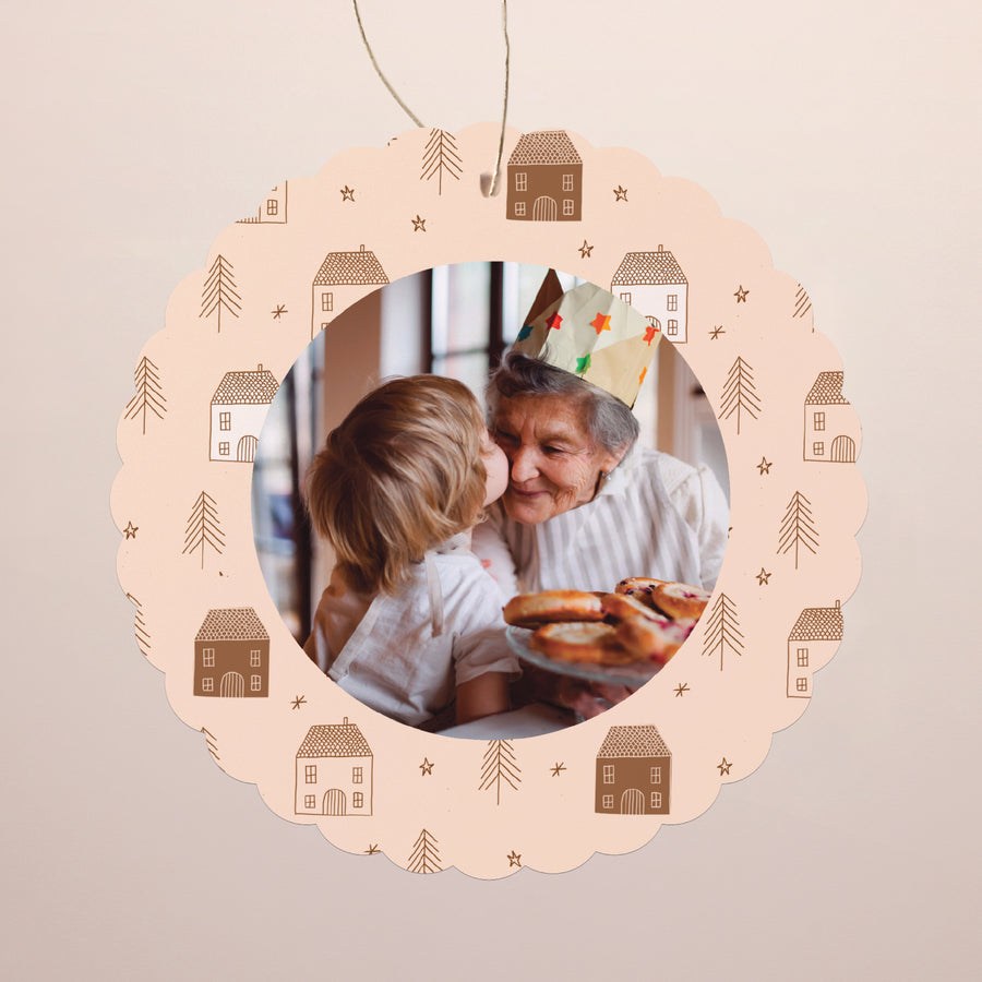 Carte de Noel Fin d'année À suspendre Maisonnettes d'hiver photo