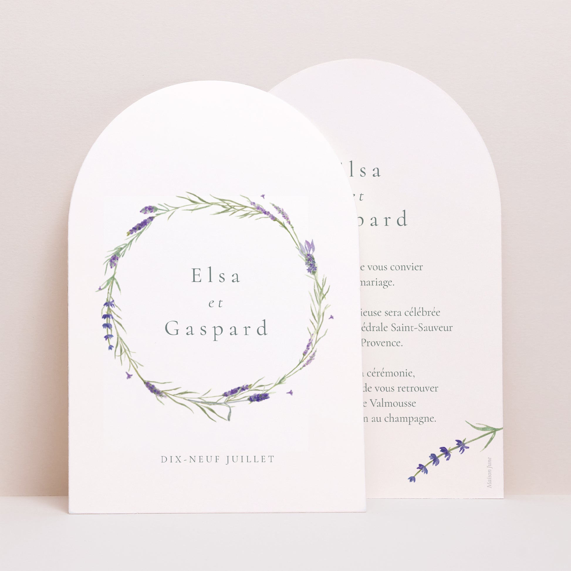 Faire-part Mariage Arche Lavande aquarelle photo N° 1