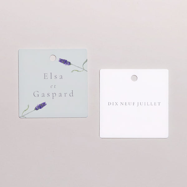 Etiquette perforée Mariage Carrée Lavande aquarelle photo