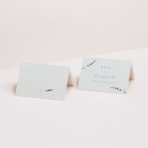 Marque-place Mariage 2 volets Lavande aquarelle photo