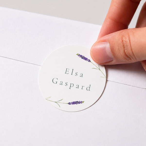 Sticker Mariage Rond Lavande aquarelle photo