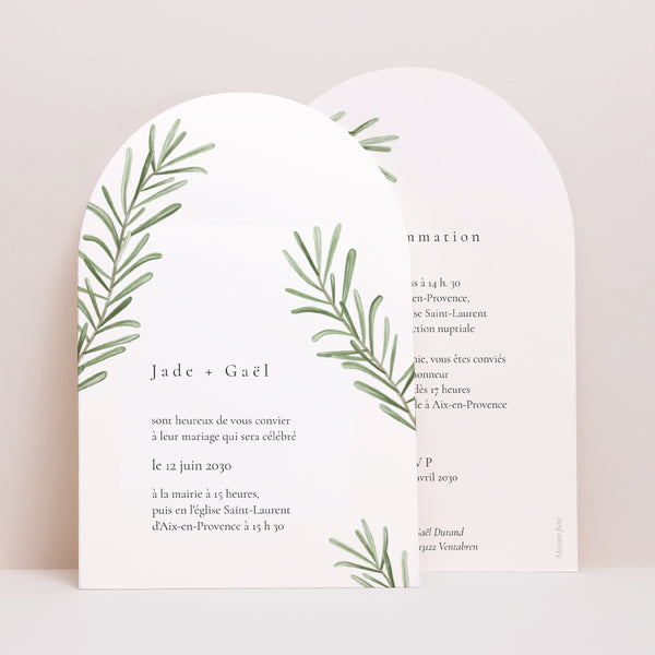 Faire-part Mariage Arche Romarin de Provence photo