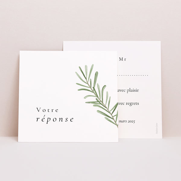 Carton réponse Mariage Carré Romarin de Provence photo