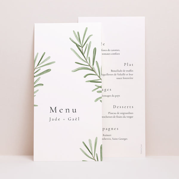 Menu Mariage Panoramique portrait Romarin de Provence photo