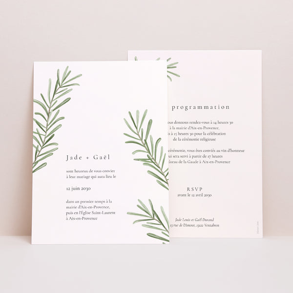 Faire-part Mariage Portrait Romarin de Provence photo