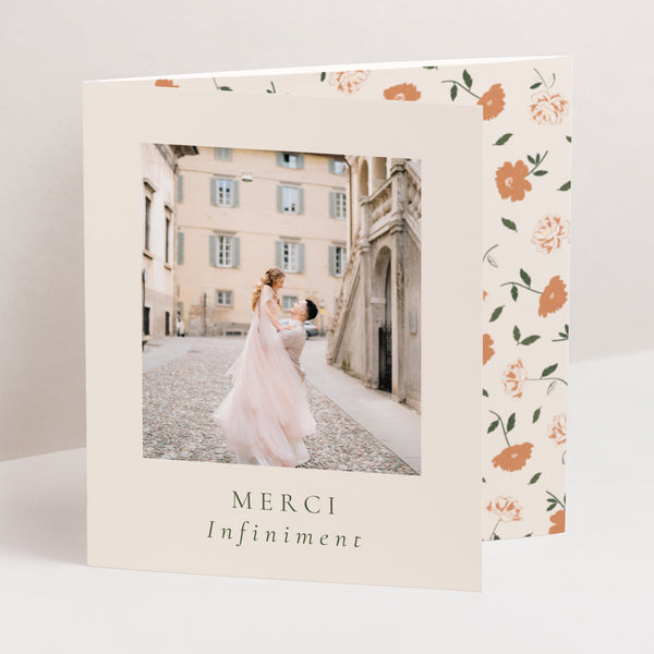 Remerciements Mariage Triptyque asymétrique Liberty Poudré photo