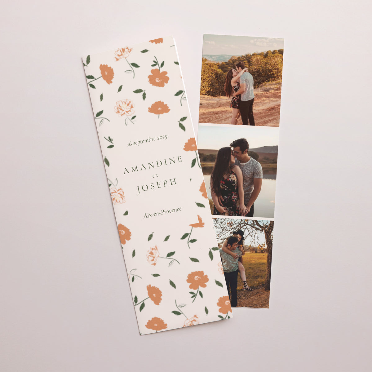 Faire-part Mariage Marque-page photo Liberty Poudré photo