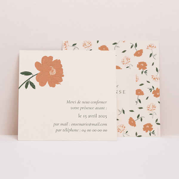 Carton réponse Mariage Carré Liberty Poudré photo