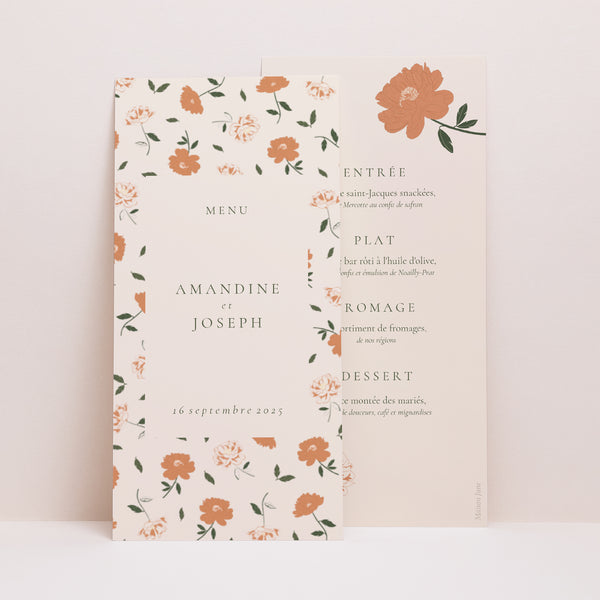 Menu Mariage Panoramique portrait Liberty Poudré photo