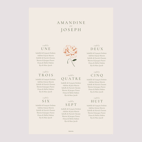 Plan de table Mariage Portrait 60 x 90 cm Liberty Poudré