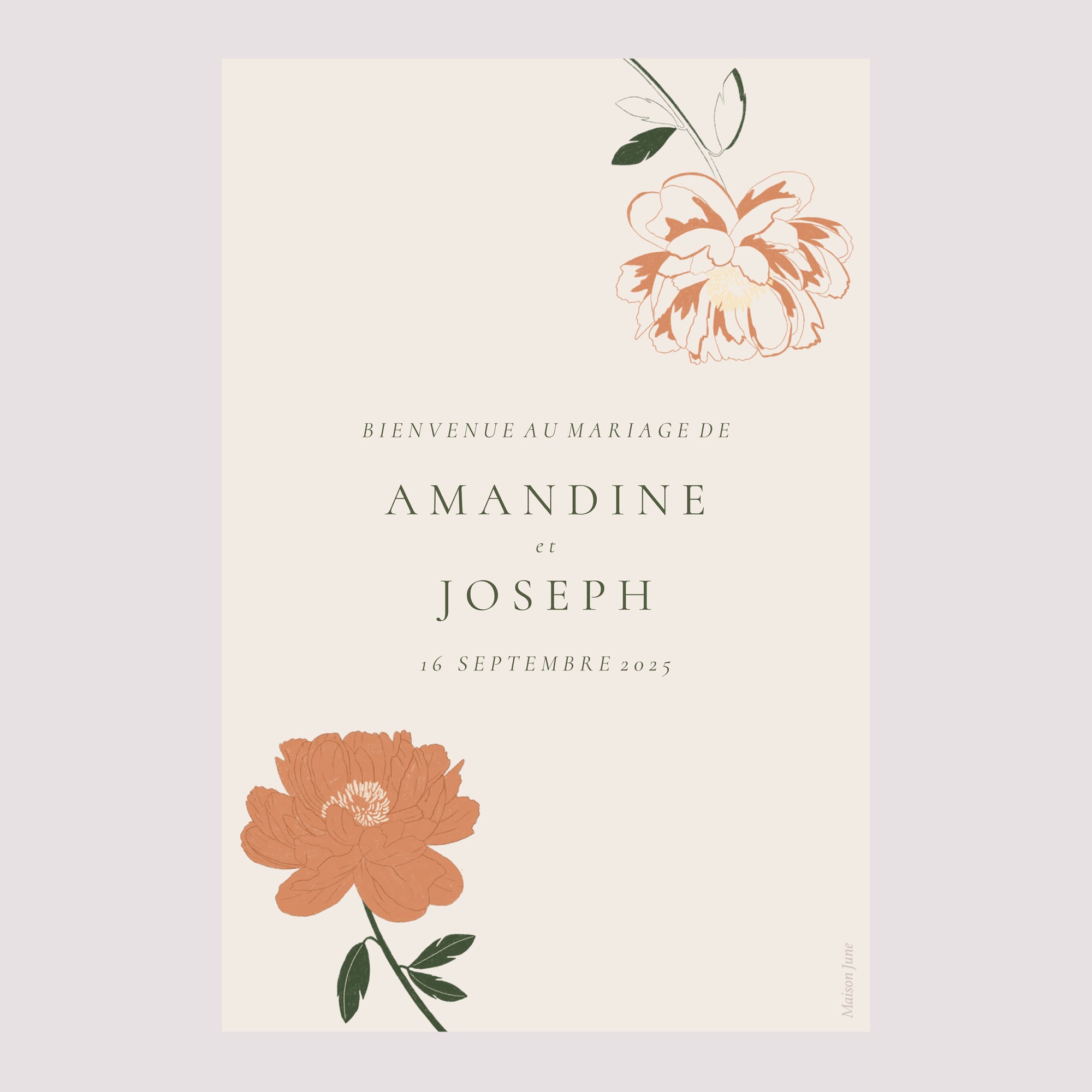 Panneau bienvenue Mariage Portrait 60 x 90 cm Liberty Poudré photo N° 2