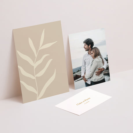 Faire-part Mariage 3 cartes, ruban Bohème Chic