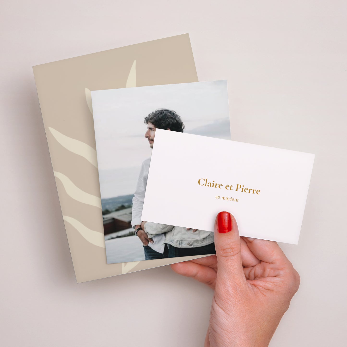 Faire-part Mariage 3 cartes, ruban Bohème Chic photo N° 3