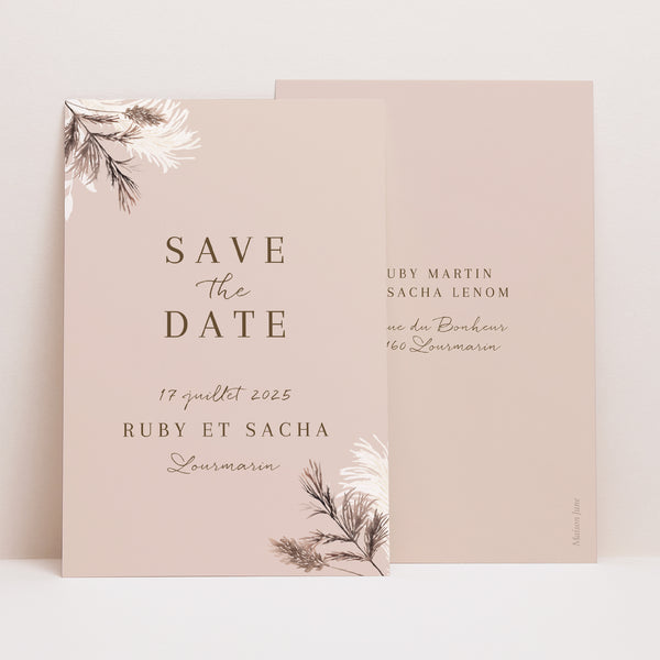 Save the date Mariage Portrait Bohème floral photo