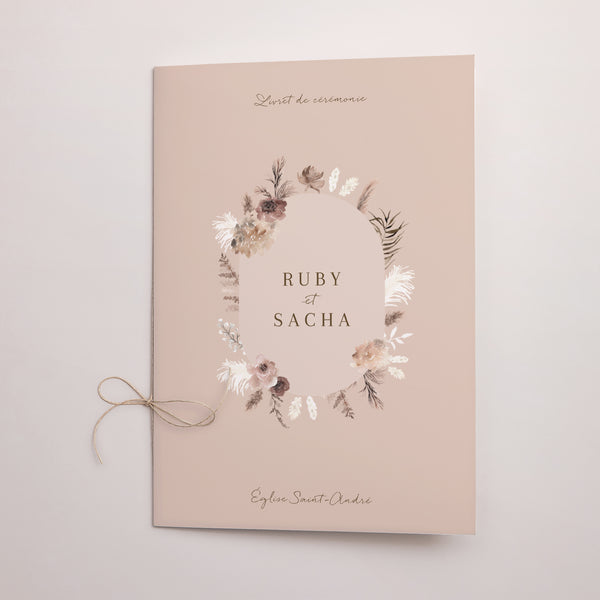Livret de messe Mariage Double volet Bohème floral photo