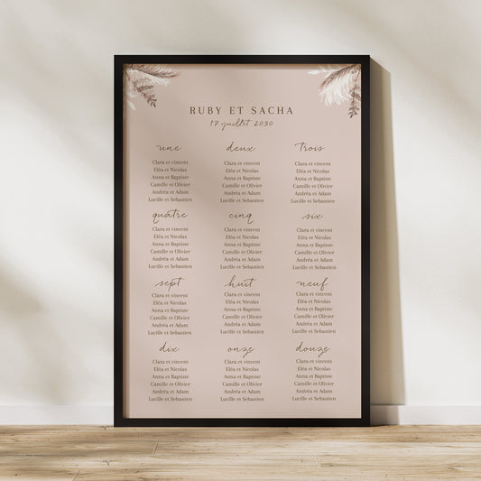 Plan de table Mariage Portrait Bohème floral photo